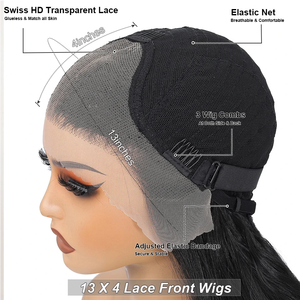 30inch Heat Resistant Bio Body Wave Lace Frontal Wigs Cap