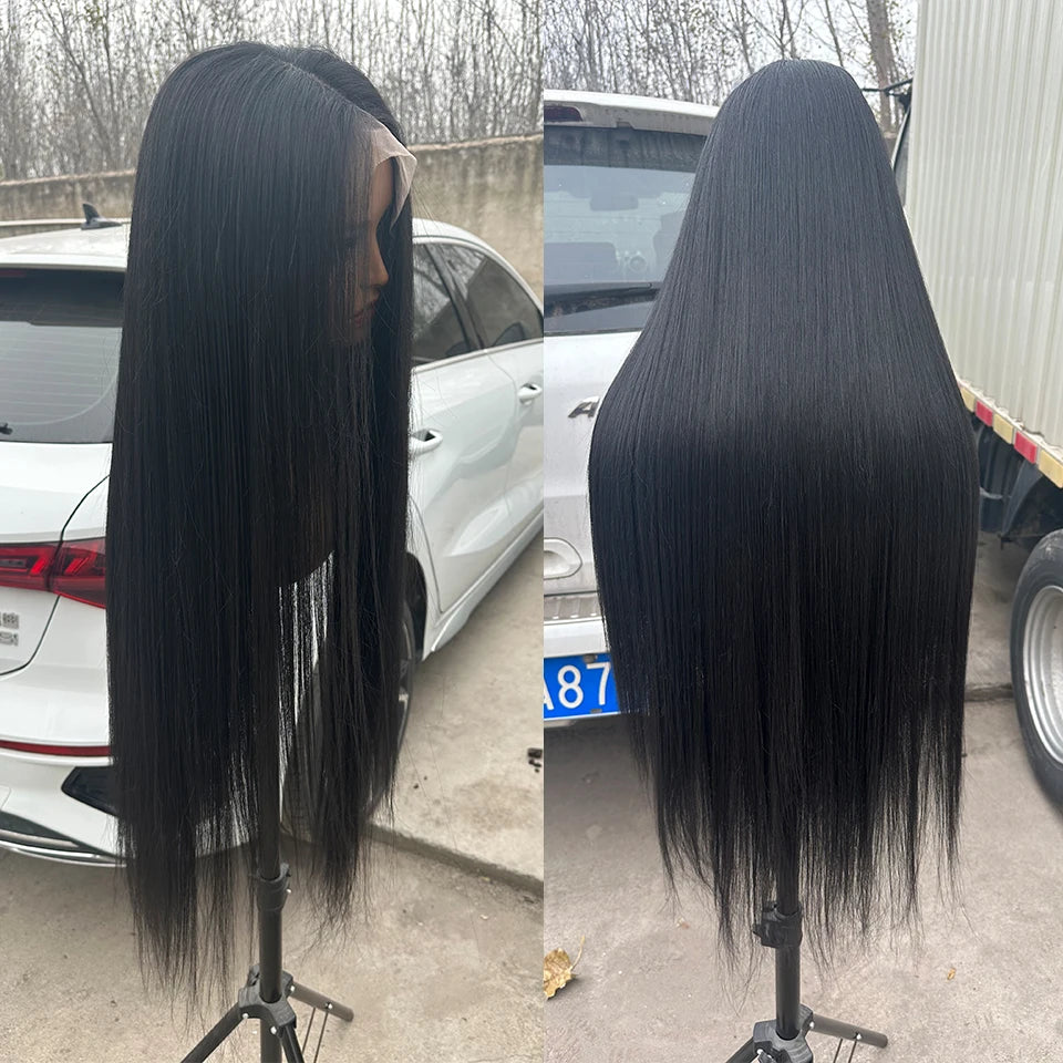 30inch Heat Resistant Bio straight Lace Frontal Wigs black