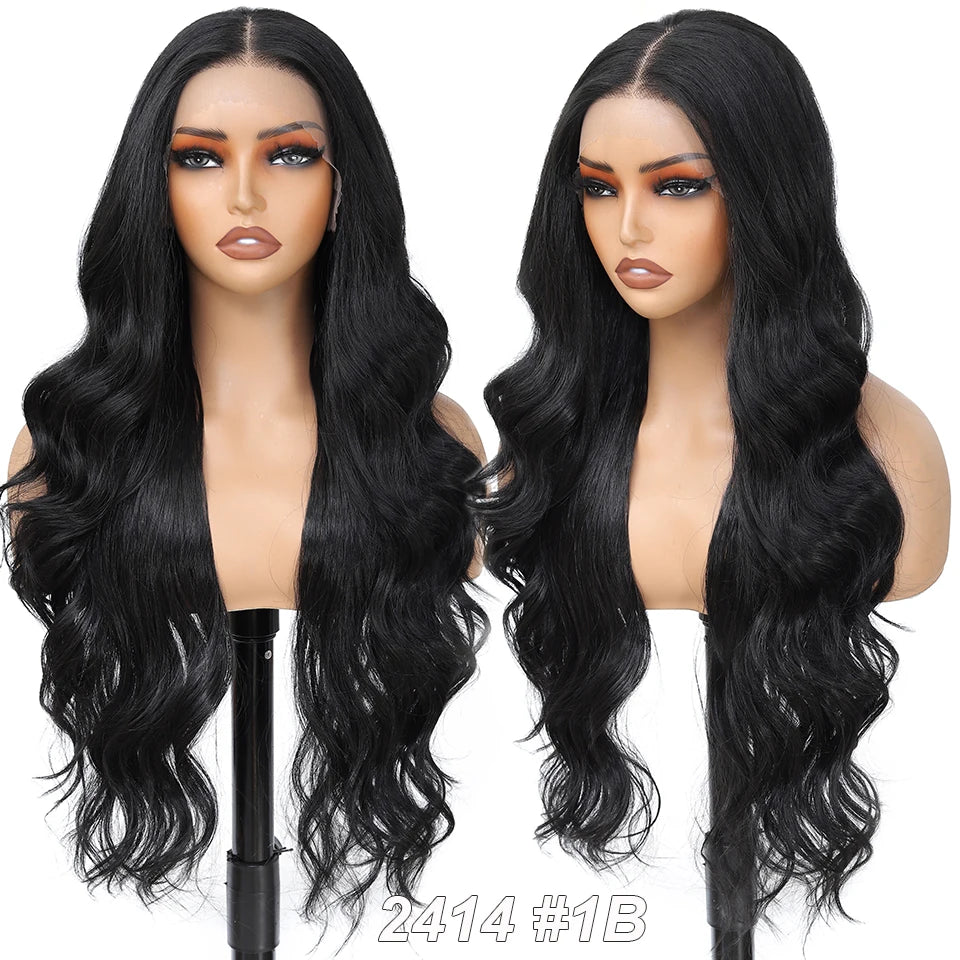 30inch Heat Resistant Bio Body Wave Lace Frontal Wigs black