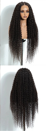 32 Inch Pre-cut Long Curly Pre-plucked Synthetic Lace Front Wigs 