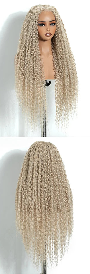 32 Inch Pre-cut Long Curly Pre-plucked Synthetic Lace Front Wigs