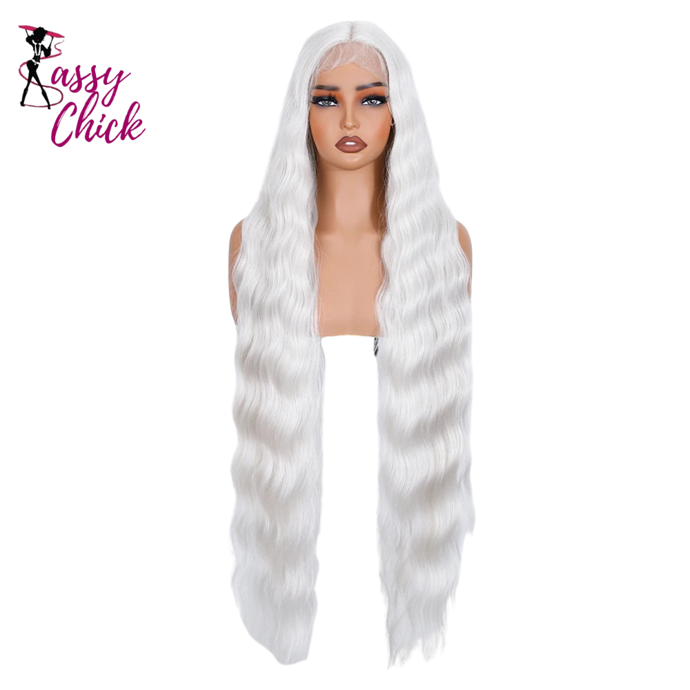 36 Inch Long Deep Body Wavy Synthetic Lace Front Wig Sassy Chick Logo