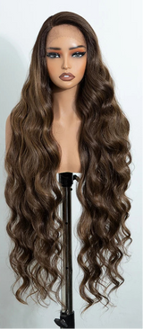 36"Long Body Wave Side Part Lace Synthetic