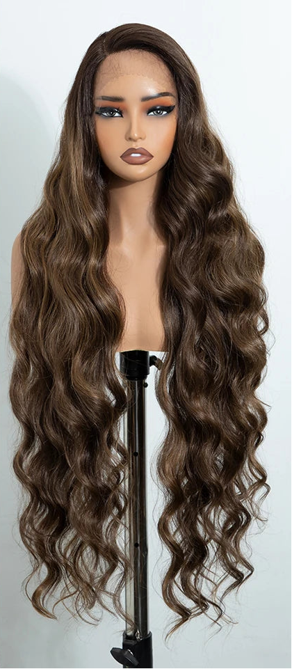 36"Long Body Wave Side Part Lace Synthetic