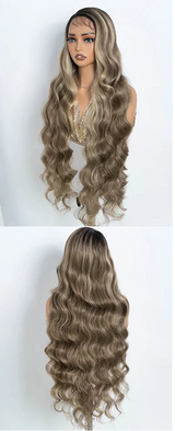 36"Long Body Wave Side Part Lace Synthetic