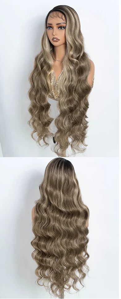 36"Long Body Wave Side Part Lace Synthetic
