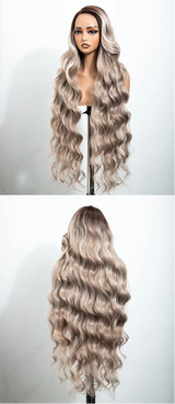 36"Long Body Wave Side Part Lace Synthetic