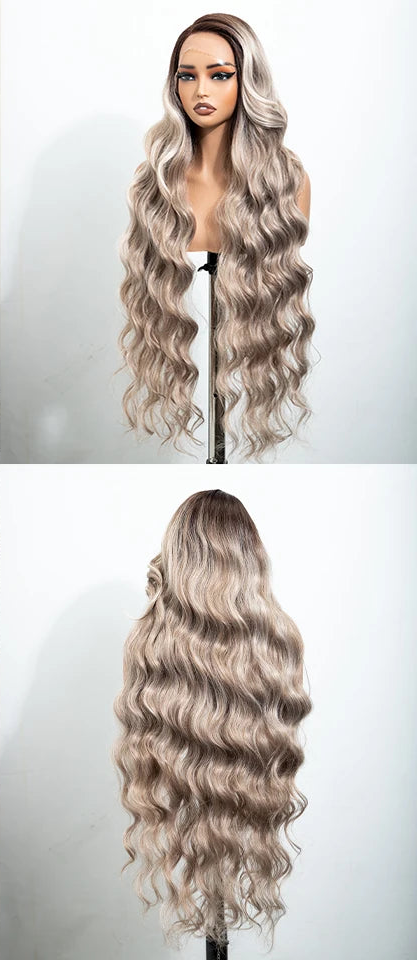 36"Long Body Wave Side Part Lace Synthetic