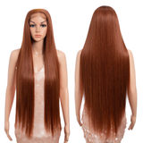 Orange 36 inch Long Straight Synthetic Lace Front Wigs For Women