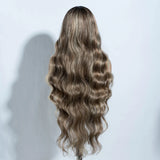 Back of 36 inch Ombre Brown Blonde Body Wave Synthetic Wigs