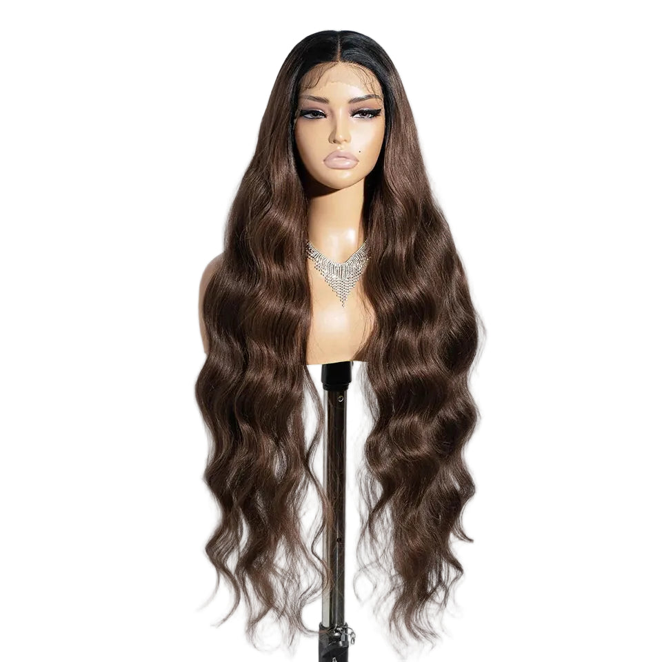 36 inch Ombre Brown Blonde Body Wave Synthetic Wigs