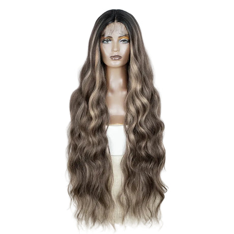 36 inch Ombre Brown Blonde Body Wave Synthetic Wigs