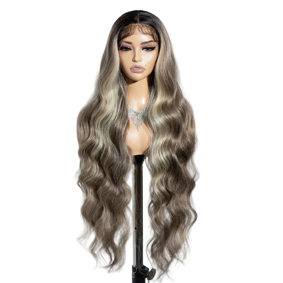 36 inch Ombre Brown Blonde Body Wave Synthetic Wigs