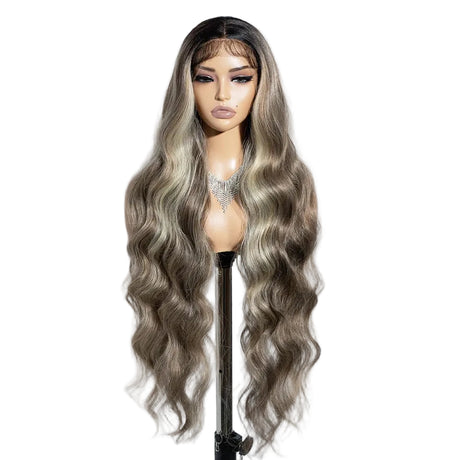 36 inch Ombre Brown Blonde Body Wave Synthetic Wigs