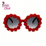 3D Baroque Floral Oversized Round Sunglasses Sassy Chick Logo