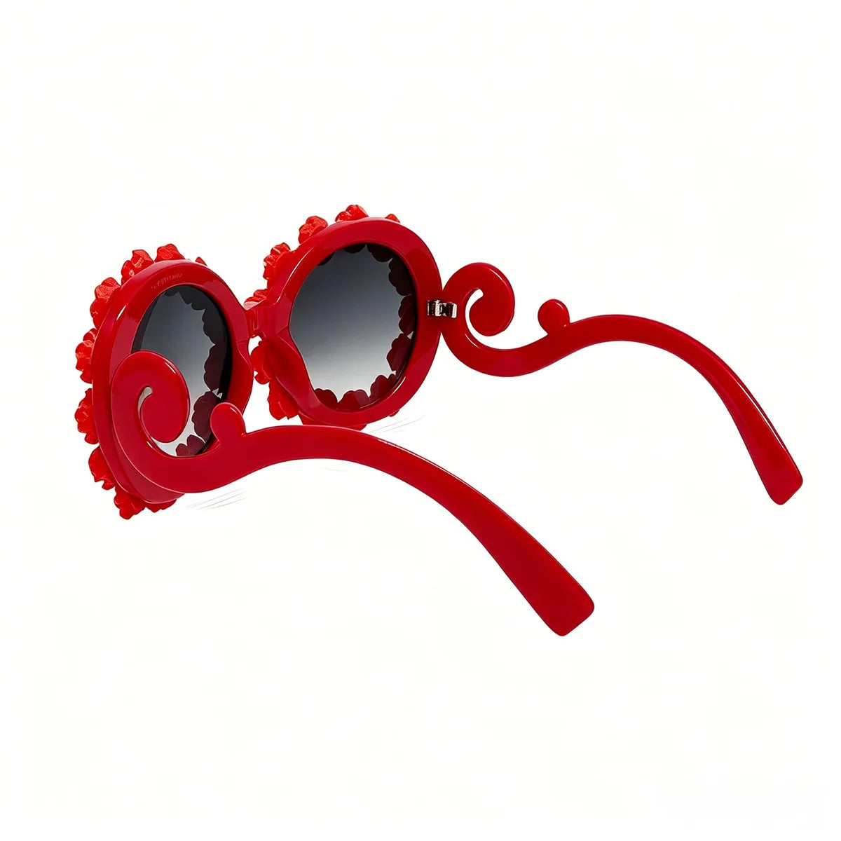3D Baroque Floral Oversized Round Sunglasses