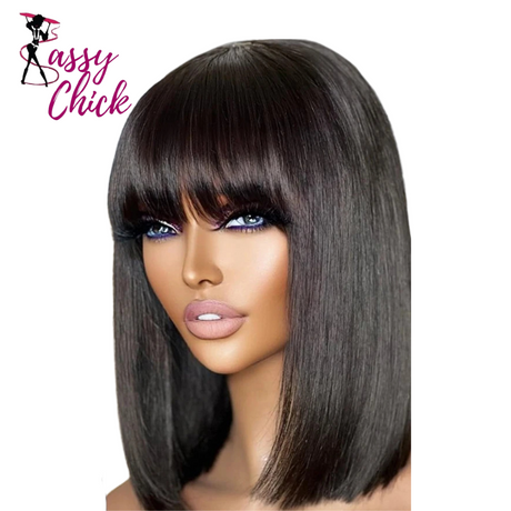 3X1 Middle Part Lace Bob Straight Human Hair Wigs Sassy Chick Logo