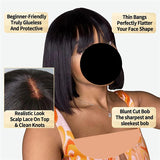 3X1 Middle Part Lace Bob Straight Human Hair Wigs