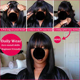 3X1 Middle Part Lace Bob Straight Human Hair Wigs