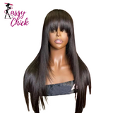 3X1 Middle Part Lace With Bangs Straight Human Hair Wig Sassy Chick Logo