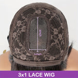 3X1 Middle Part Lace With Bangs Straight Human Hair Wig cap