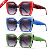 3 Pairs Retro Square UV400 Oversized Brand Sunglasses