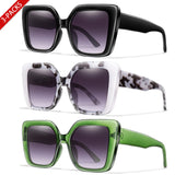 3 Pairs Retro Square UV400 Oversized Brand Sunglasses