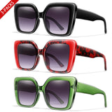 3 Pairs Retro Square UV400 Oversized Brand Sunglasses