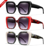3 Pairs Retro Square UV400 Oversized Brand Sunglasses