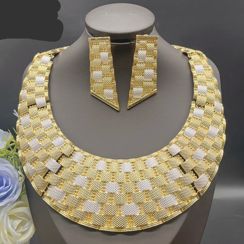 4Pcs Golden African Bridal Wedding Jewelry Set Gold