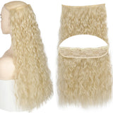 Ash Blonde 5clips Long Curly Clips One Piece Synthetic Hair Extension