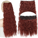 Red 5clips Long Curly Clips One Piece Synthetic Hair Extension