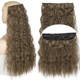 Light Brown 5clips Long Curly Clips One Piece Synthetic Hair Extension