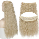 Ash Blonde 5clips Long Curly Clips One Piece Synthetic Hair Extension
