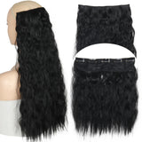 Black 5clips Long Curly Clips One Piece Synthetic Hair Extension