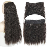 Black 5clips Long Curly Clips One Piece Synthetic Hair Extension