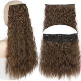 Brown 5clips Long Curly Clips One Piece Synthetic Hair Extension