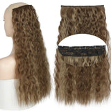 Ash Brown 5clips Long Curly Clips One Piece Synthetic Hair Extension