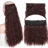 Red 5clips Long Curly Clips One Piece Synthetic Hair Extension