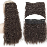 Black 5clips Long Curly Clips One Piece Synthetic Hair Extension
