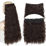 Light Brown 5clips Long Curly Clips One Piece Synthetic Hair Extension