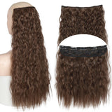 Light Brown 5clips Long Curly Clips One Piece Synthetic Hair Extension