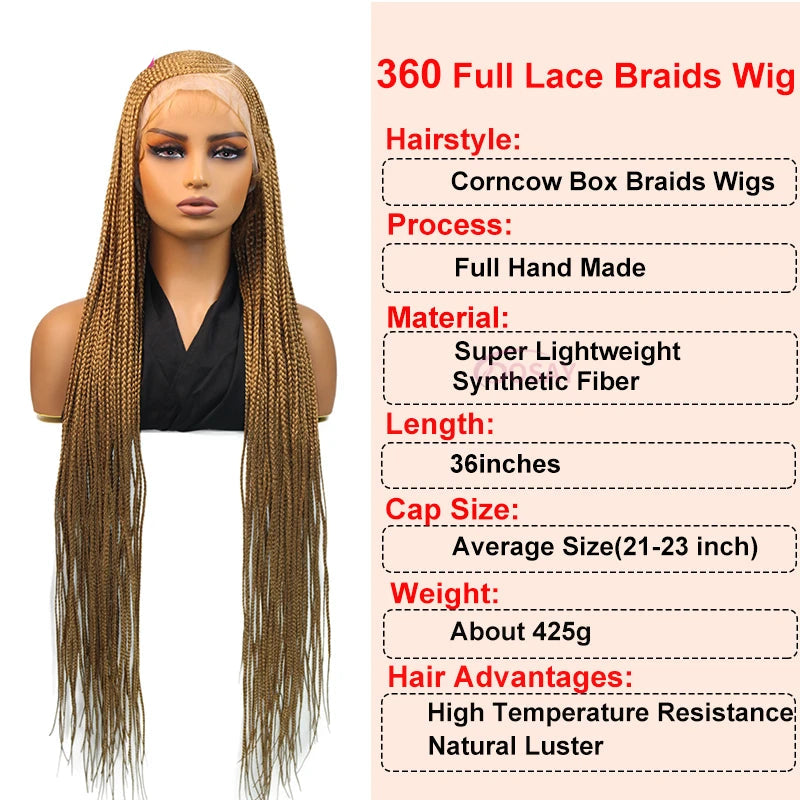 613 Blonde 36" Cornrow Box Braided Wig 