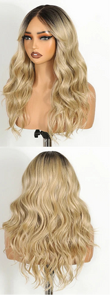Blonde 6x4 Pre-cut Lace With Bangs Synthetic Lace Front Wigs