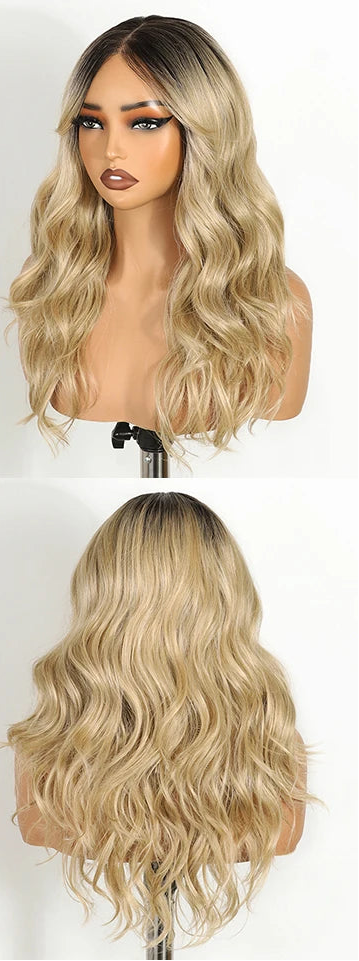 Blonde 6x4 Pre-cut Lace With Bangs Synthetic Lace Front Wigs