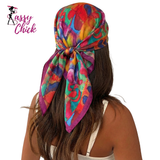 70cm Silk Luxury Printing Square Scarf Sassy Chick Logo