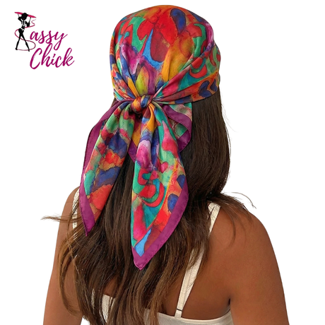 70cm Silk Luxury Printing Square Scarf Sassy Chick Logo