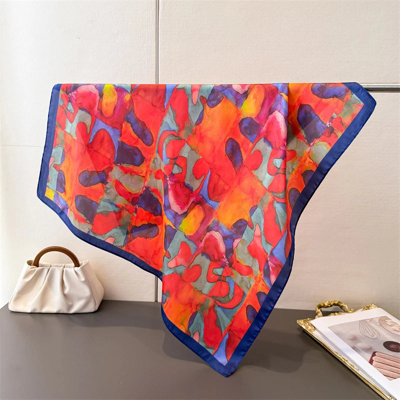 Red 70cm Silk Luxury Printing Square Scarf