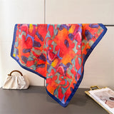 Red 70cm Silk Luxury Printing Square Scarf