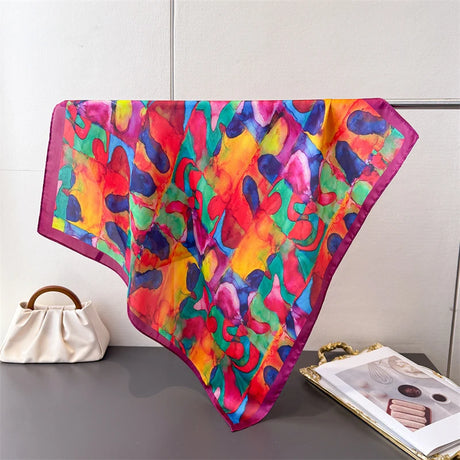 Red 70cm Silk Luxury Printing Square Scarf